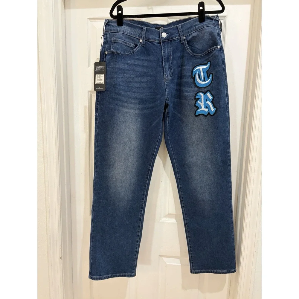 True Religion Jeans Mens 33X32 Blue Bobby Relaxed Baggy Embroidered NWT $184. 33